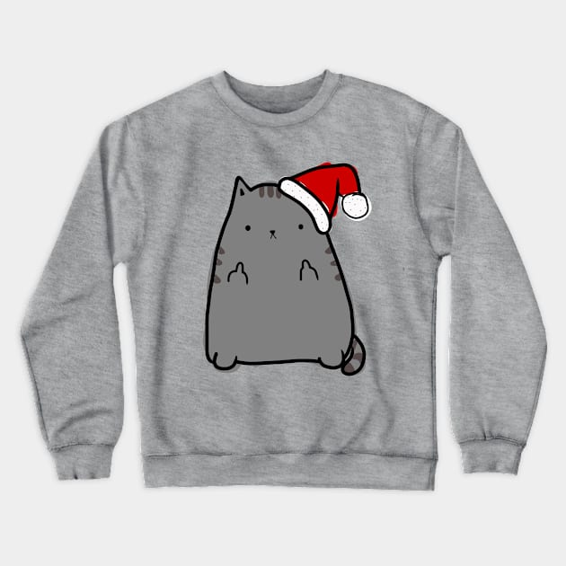 Christmas Cat Double Bird Crewneck Sweatshirt by OneWeirdDude